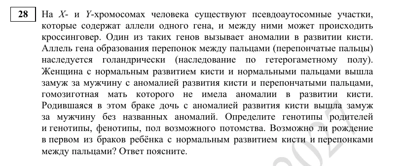 Задание 28 демоверсии ЕГЭ 2027 по биологии
