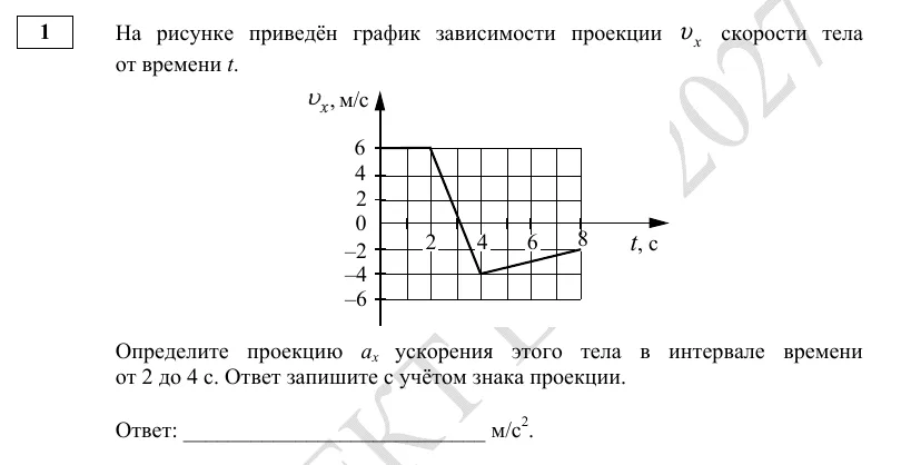 Задание 1 демоверсии ЕГЭ 2027 по физике