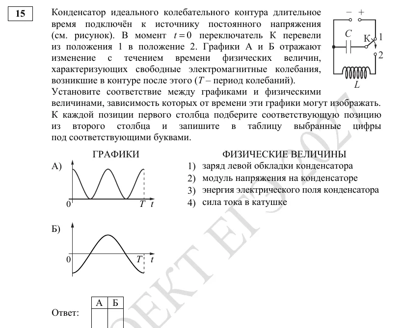 Задание 15 демоверсии ЕГЭ 2027 по физике