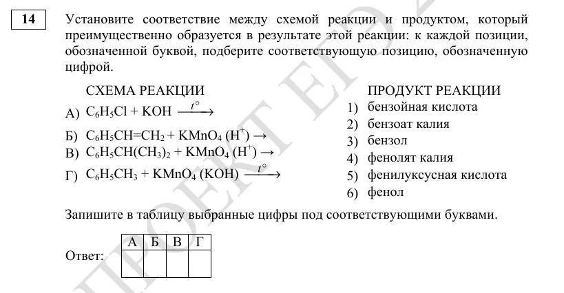 Задание 14 демоверсии ЕГЭ 2027 по химии