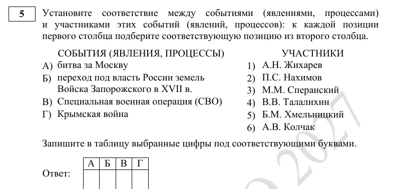 Задание 5 демоверсии ЕГЭ 2027 по истории
