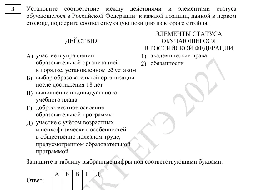 Задание 3 демоверсии ЕГЭ 2027 по обществознанию