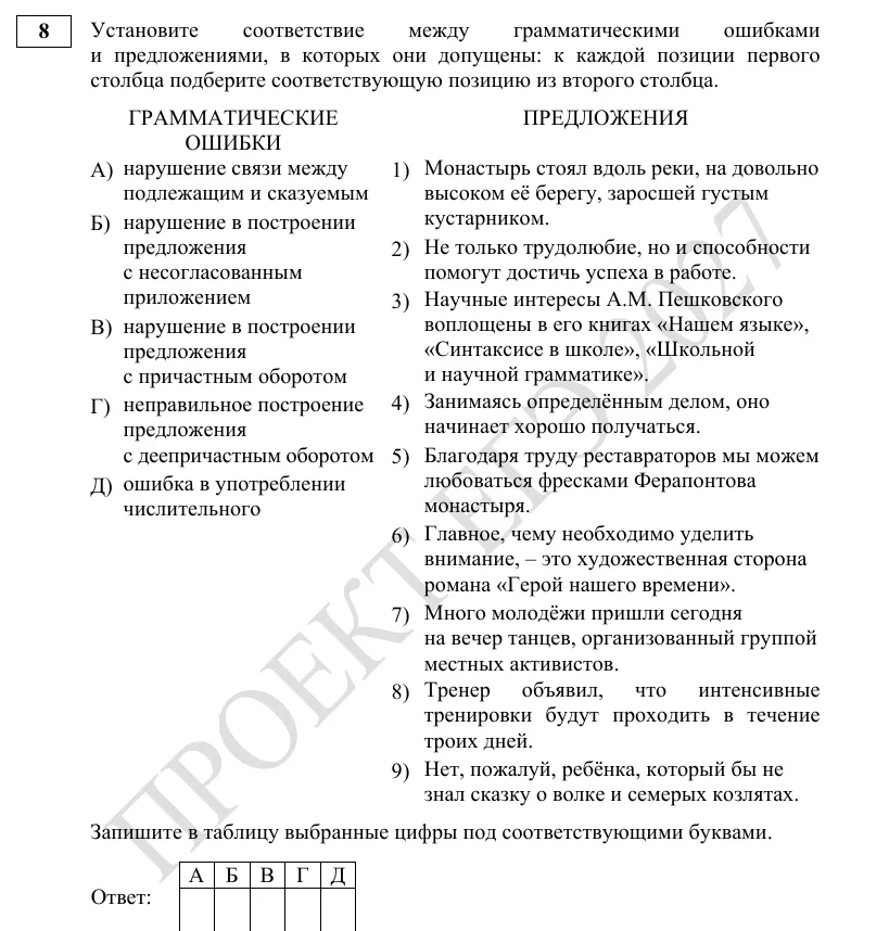 Задание 8 демоверсии ЕГЭ 2027 по русскому языку