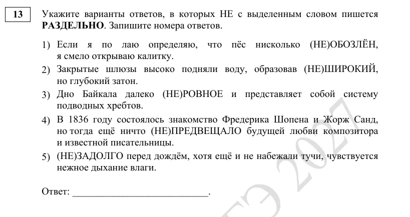 Задание 13 демоверсии ЕГЭ 2027 по русскому языку, вариант 1