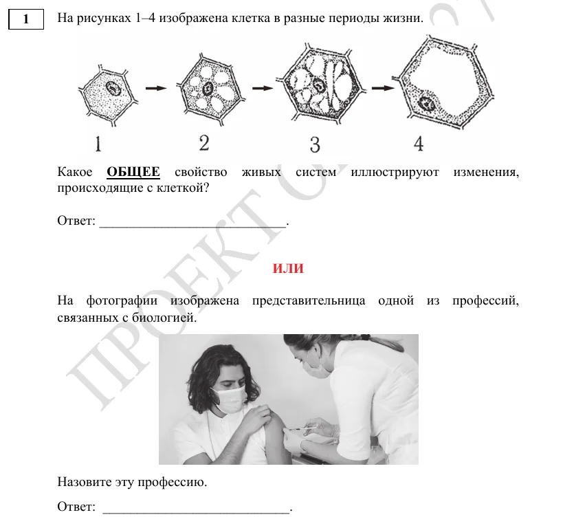 Задание 1 демоверсии ОГЭ 2027 по биологии