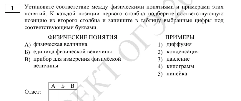 Задание 1 демоверсии ОГЭ 2027 по физике