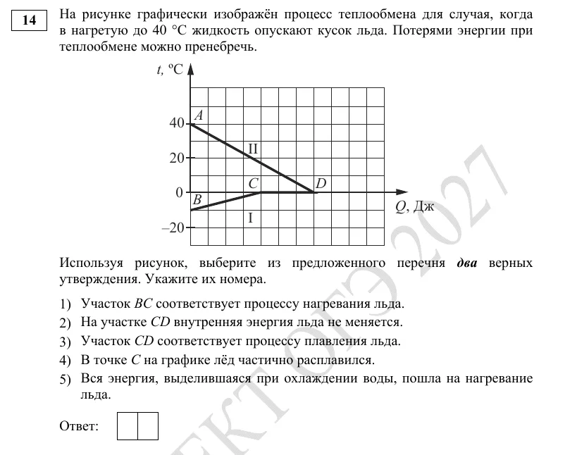 Задание 14 демоверсии ОГЭ 2027 по физике