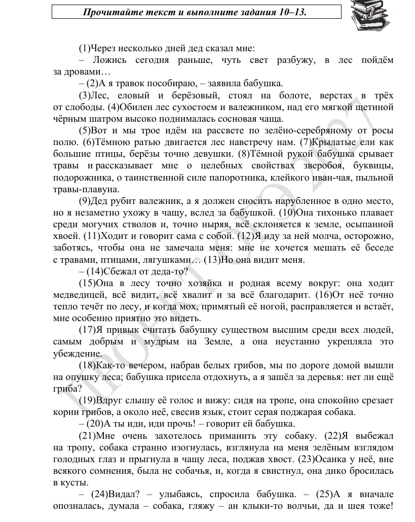 Условие к заданиям 10–13
