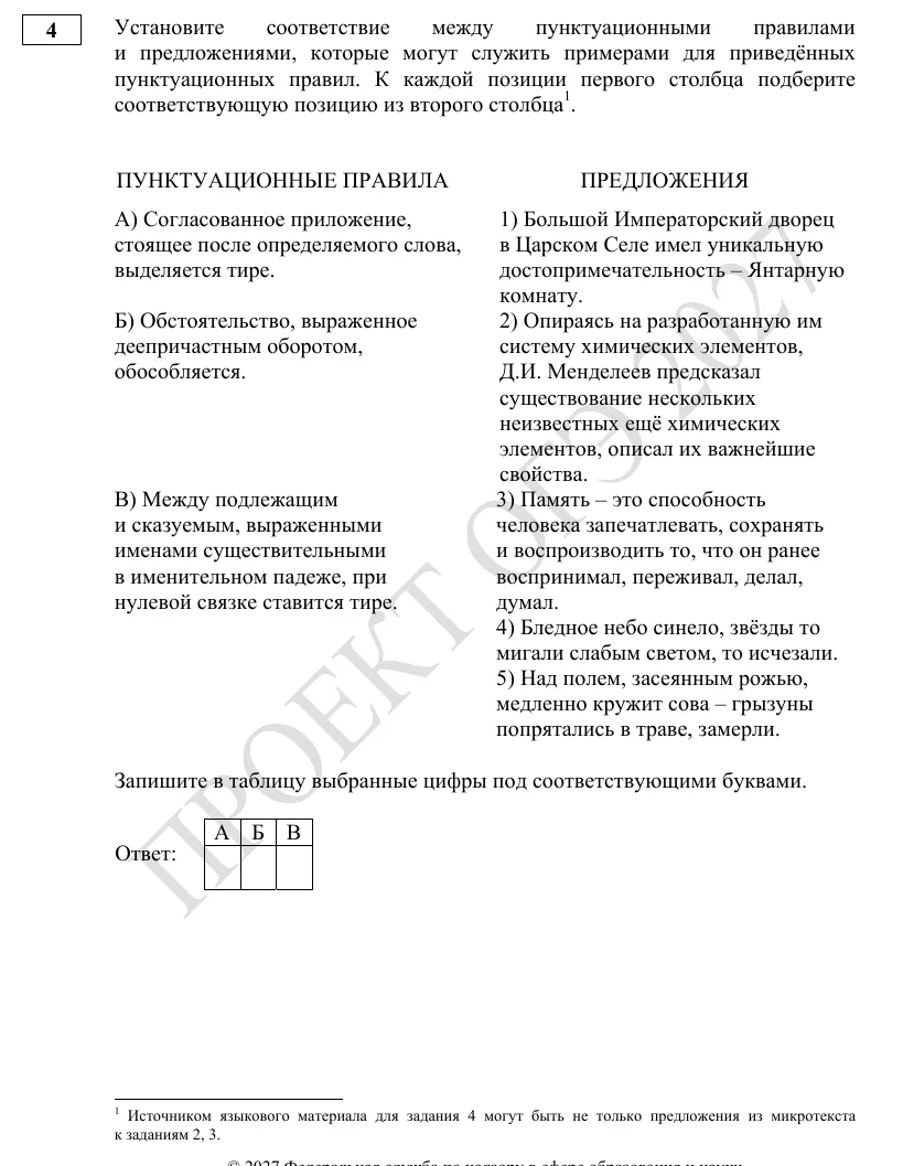 Задание 4 демоверсии ОГЭ 2027 по русскому языку