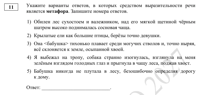 Задание 11 демоверсии ОГЭ 2027 по русскому языку