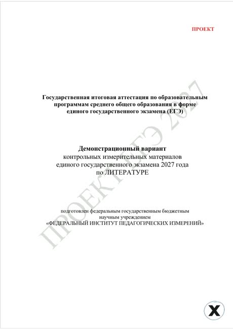 Первая страница демоверсии ЕГЭ 2027 по предмету «Литература»