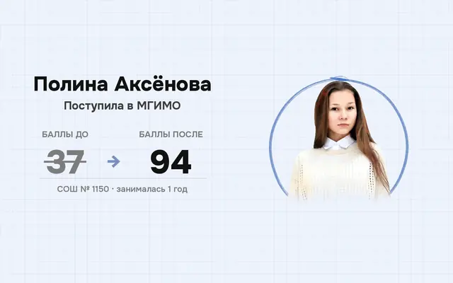 Полина Аксёнова: рост результата с 37 до 94 баллов, поступление в МГИМО